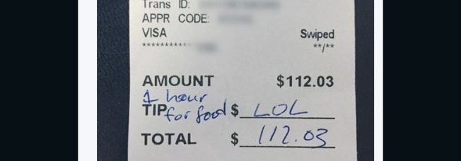 Waitress responds to LOL note, no tip with … THIS