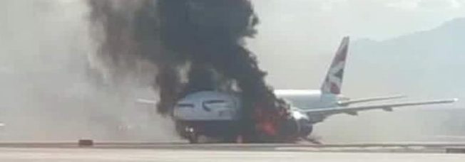 Plane catches fire on Las Vegas runway